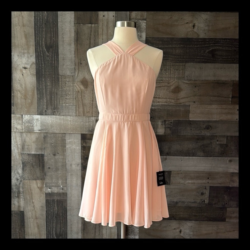 NWT! Lulu’s Forevermore peach halter dress small angelic garden party softgirl